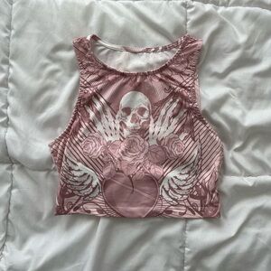 Y2K cropped skull tank, size small
